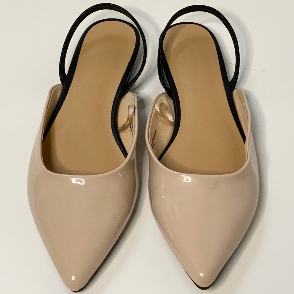 Express nude and black flats